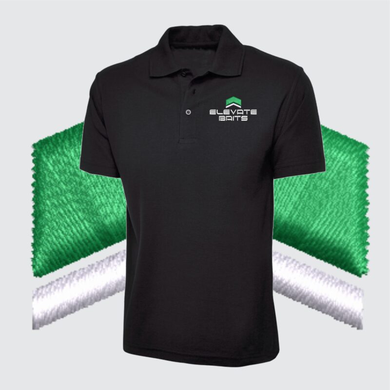 Elevate Baits Embroidered Polo T Shirt - Black UC101